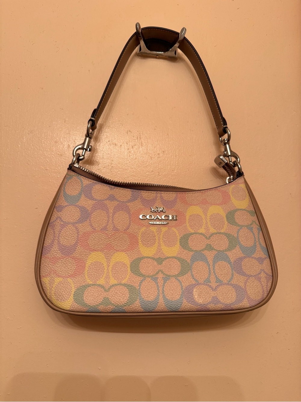 Coach Pastel Multicolor Signature Shoulder Bag